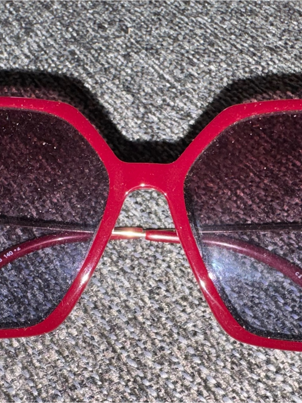 Tom Ford Red Hexagonal Women's Sunglasses with Gold Bridge Accent